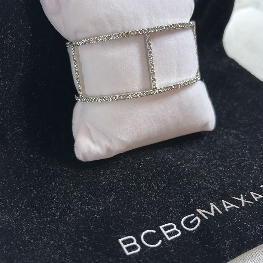 BCBGMaxAzria Silver Rhinestone Cuff - Picture 2 of 6